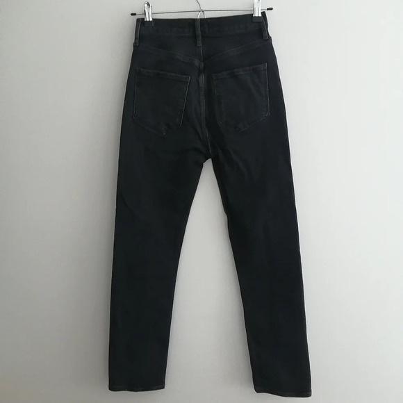Agolde Riley High Rise Straight Crop Jeans in Panoramic Black Slim Straight 24 - Picture 4 of 16